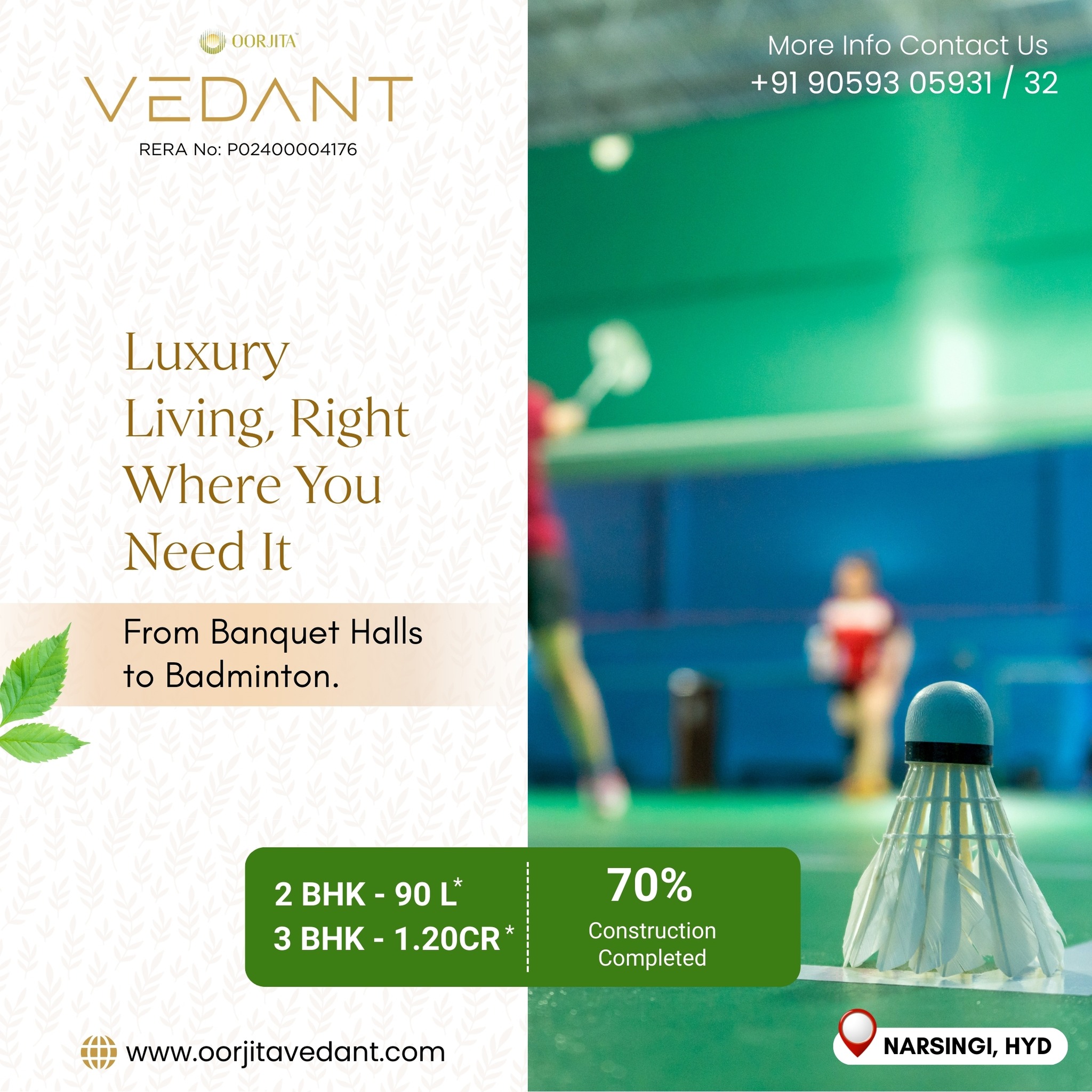 Luxury Living, Right Where You Need It.
Step into a lifestyle that brings comfort, elegance, and community together — from grand banquet halls to vibrant badminton courts.
🏡 2 BHK from ₹90L | 3 BHK from ₹1.20Cr
✅ 70% Construction Completed
📍 Narsingi | Near ORR
📞 Call: +91 90593 05931 / 32
#OorjitaVedant #LuxuryLiving #NarsingiHomes #HyderabadRealEstate #2BHK #3BHK #GatedCommunity #ClubhouseLiving #LiveNearORR #SmartInvestment #PremiumHomes #UrbanLifestyle #HomeGoals #FutureReadyHomes #LiveInComfort #HyderabadHomes